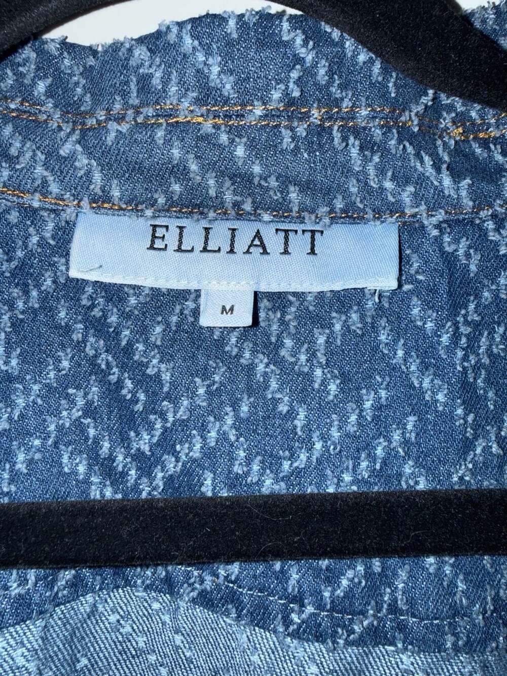 Elliatt Cora Frayed Denim Mini Dress M Blue Belted Puff Sleeve - Picture 2 of 11